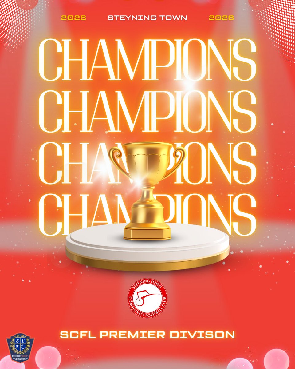 STEYNING ARE CHAMPIONS 🏆 

Congratulations to <a href="/SteyningTown/">Steyning Town FC ⚽</a> for becoming SCFL Premier Division Champions 

A wonderful season for the club, and deserved champions!!!!