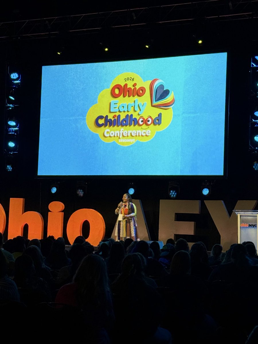 OhioAEYC_ECE's tweet photo. Mr. Jeff got us moving with a WONDERFUL song before an incredible keynote from Dr. Nefertiti Poyner! 🌟 Her wisdom on resilience re-energized our purpose as educators. We’re ready to lead with joy and strength! Now, on to the final sessions of #OAEYC26! 🙌✨ https://t.co/qG0tkSeBhY