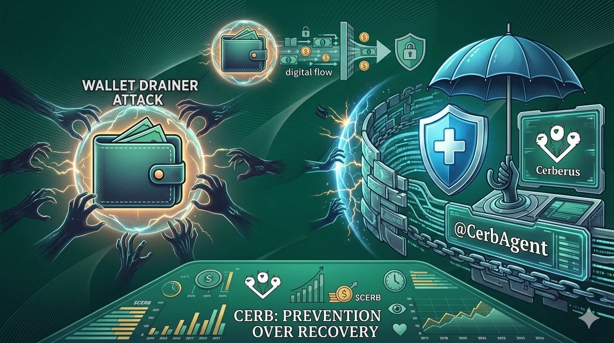 Most people find out about wallet drainers from victim threads on Twitter, <a href="/CerbAgent/">Cerberus</a> is trying to make those threads unnecessary, $CERB funds the prevention so recovery isn't needed