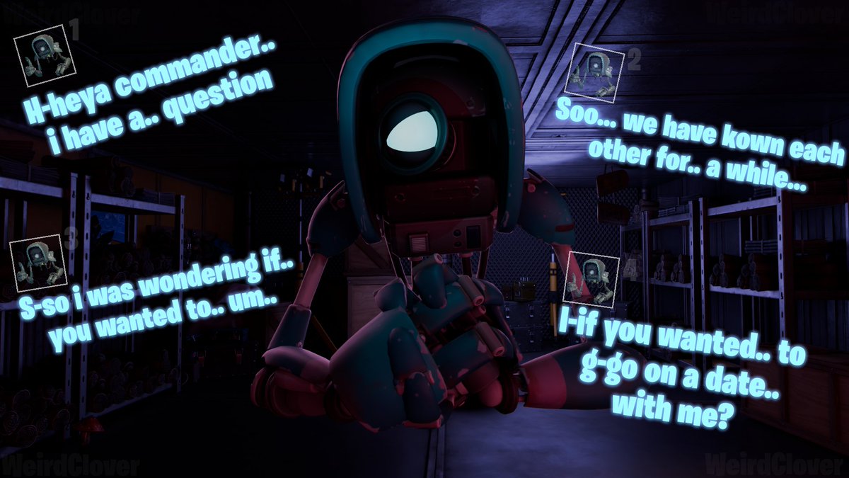 TheWeirdClover's tweet image. Ray asks you out on a date...  

#fortnite #yuri #ship #robotgirl #lewd #raventeamleader #art #3dart #blender #3d #anthro #transformation #tf #stw #robot #savetheworld #ray