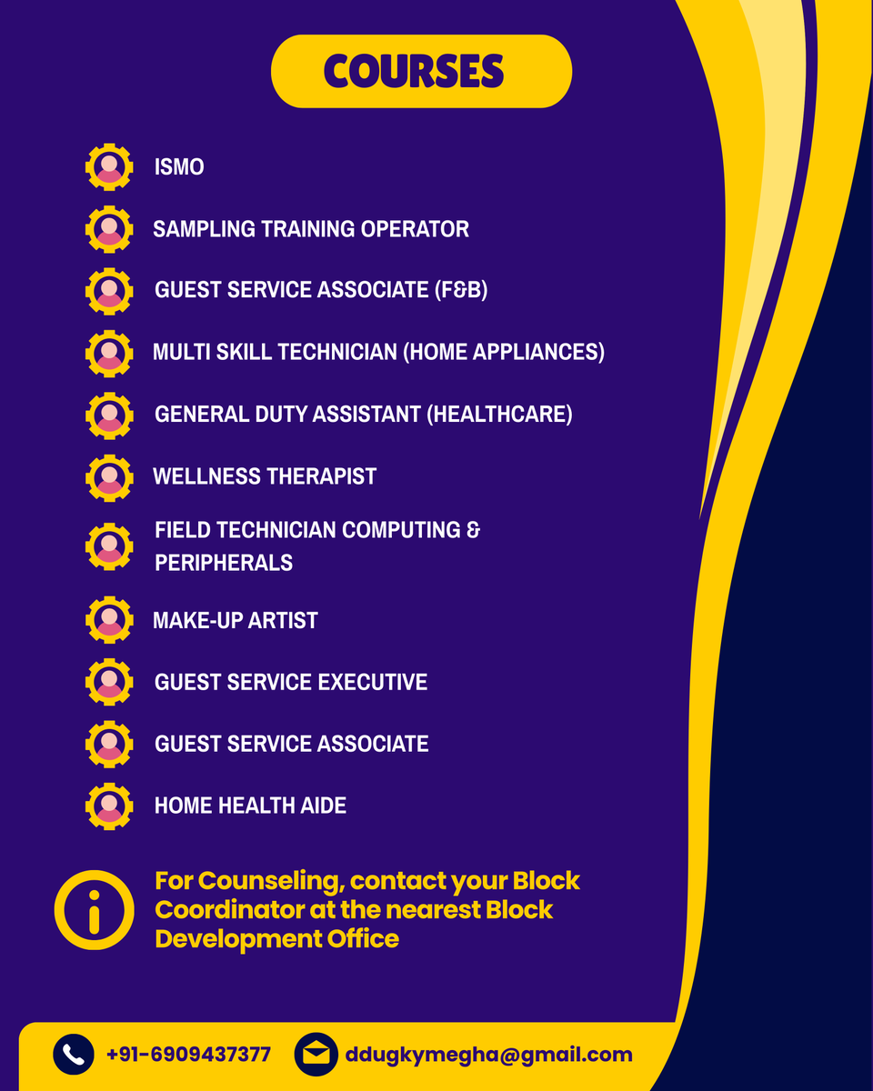 sird_meghalaya's tweet image. Registration open for fresh batch!
DDU-GKY Meghalaya is inviting registration for new batch.
FREE skill training &amp;amp; job-linked courses in healthcare, hospitality, beauty, IT &amp;amp; more!
Click here to register:forms.gle/Sn2zQjrGoiah8u…
#ddugky #meghalaya #skilldevelopment