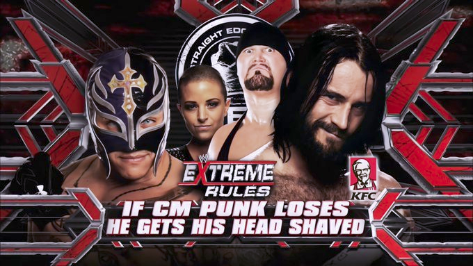 wrestle_hist's tweet image. 4/25/2010  

CM Punk defeated Rey Mysterio in a Hair Match at Extreme Rules from the 1st Mariner Arena in Baltimore, Maryland.   

#WWE #ExtremeRules #CMPunk #TheBestInTheWorld #CultOfPersonality #ReyMysterio #Booyaka619 #Underdog #LukeGallows #SerenaDeeb #HairMatch