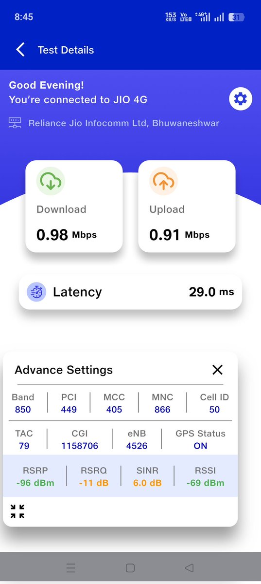 biswajyotipani's tweet image. @TRAI @DoT_India @JM_Scindia
@JioCare @PMOIndia

#worst_network @ Google Coordinates - 20.8344148, 86.1553685

Chandan Bazar, Gordha, Madhubanhat, Kuakhia, Jajapur, Odisha, 755051

Mob 9776131227
Service Provider JIO

Net Velocity Android App. 

Timestamp 25.04.2026 8.45 PM