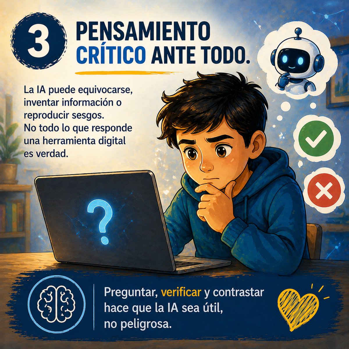 DarvCode's tweet photo. La IA puede abrir puertas al conocimiento, pero sin ética y acompañamiento también puede abrir riesgos para la niñez.

No debe ser niñera digital ni autoridad. Debe ser una herramienta para aprender, crear y pensar mejor.

#TomaElControlPorLaNiñez #IAÉtica #NiñezProtegida https://t.co/g1Ibh1vibQ