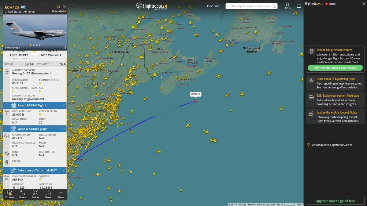 AIYeyENGDdJkjTr's tweet image. Apr. 26, 2026
#Joint Base Charleston #Fort Bragg, North Carolina ==&amp;gt;

#RCH425 #AE144D USAF C-17A Globemaster III