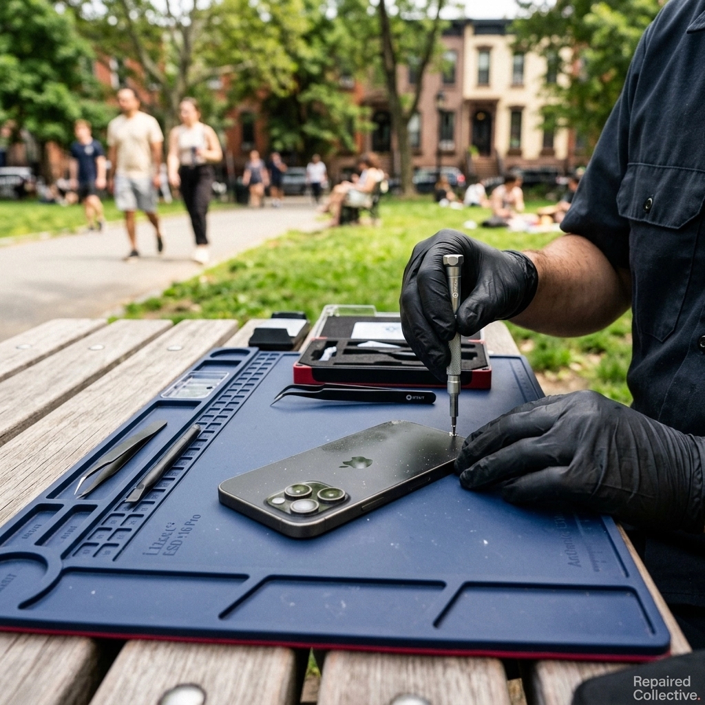 repairedcollect's tweet image. Dropped your phone at McCarren Park? 📱 That stomach-drop feeling is the worst. We're in Greenpoint for precision restorations at the park or your door. Choose Premium or Standard parts &amp;amp; get back to your day in under an hour. ☀️ #RepairedCollective