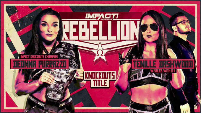 wrestle_hist's tweet image. 4/25/2021   

Deonna Purrazzo defeated Tenille Dashwood to retain the Knockouts Championship at Rebellion from Skyway Studios in Nashville, Tennessee.  

#ImpactWrestling #TNA #Rebellion #DeonnaPurrazzo #TheVirtuosa #TenilleDashwood #Emma #KnockoutsChampionship