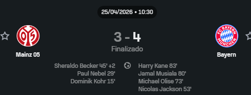 vai la bobo bota chance dupla no HT po ... primeiro tempo o bayern tomou 3 a 0.