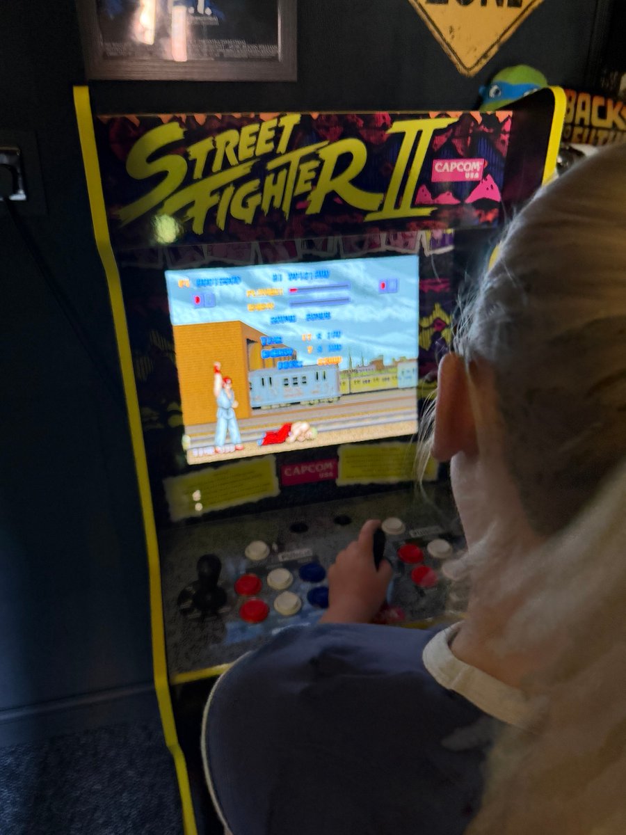 WheresWilly8's tweet image. I've just beaten Jo's daughter at Street Fighter and she has been practicing for hours. I last played it about 30 years ago. #Skills.