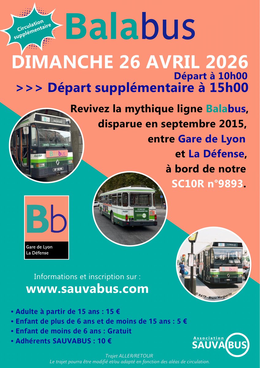 SAUVABUS's tweet photo. 🚍 Balabus, c’est demain demain !

Il reste quelques places pour le départ de 15h

🎟️ Offre spéciale sur une partie des billets restants

👉 Pour en profiter :
https://t.co/MPfH0SCbXz
➡️ cliquez sur “J’en profite” dans le pop-up

⚠️ Dernières places ! https://t.co/NsTH5C1iva