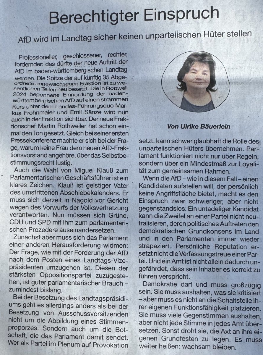 InternistWey's tweet image. Neusprech #Orwell #AfD im Landtag, Baden-Württemberg (BNN, 25. April 2026)