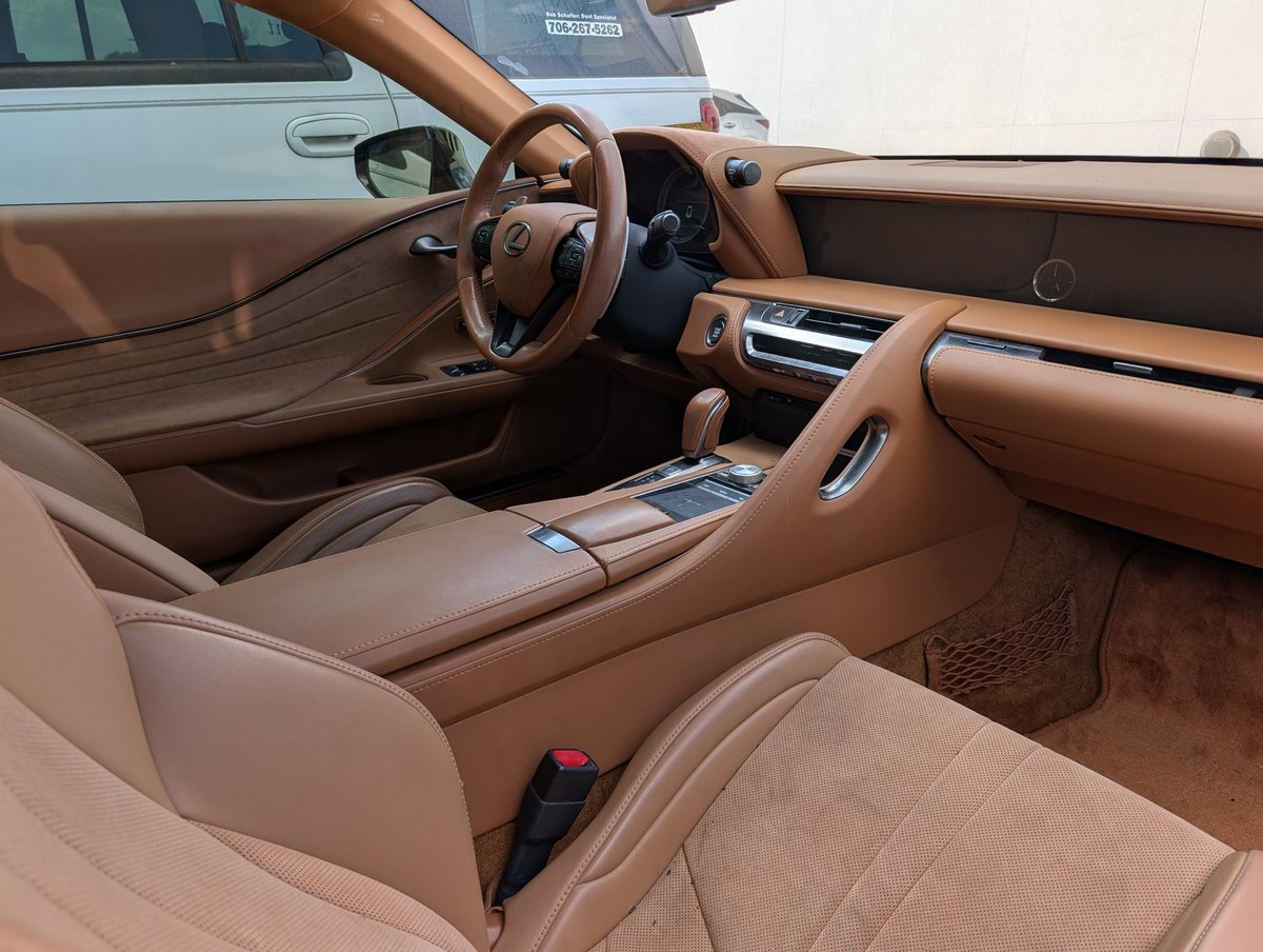 deweylexus's tweet photo. You made it, Happy Saturday!
Just in: 2018 #LC500 Sport Pkg w/ glass roof &amp; Alcantara seats to keep you in the car, loaded Only 36kmi Caviar/Toasted Caramel $74990. Call me 803.640.7952 #Lexus #driveitlikeyoustoleit  #weekend https://t.co/TVVrnVgMgN
