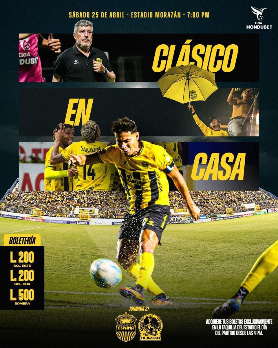 ocarloshn's tweet image. 🚂vs🦁 CLÁSICO POR EL LIDERATO

Así llega la tabla:
1. Motagua – 36 pts
2. Olimpia – 35 pts
3. Real España – 34 pts

El que gane en el Morazán, duerme líder. 👑

🏟️ Estadio Morazán
🕖 7:00 PM
📺 @DeportesTVC 

#ClásicoModerno #LigaHondubet #Jornada21