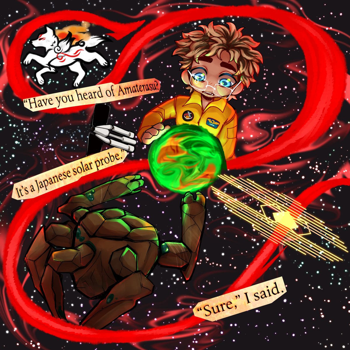 XYuninoX's tweet image. did any other okami fan read this line from the book and double take or just me? anyway she drew the petrova line for them i dont make the rules #projecthailmary #okami