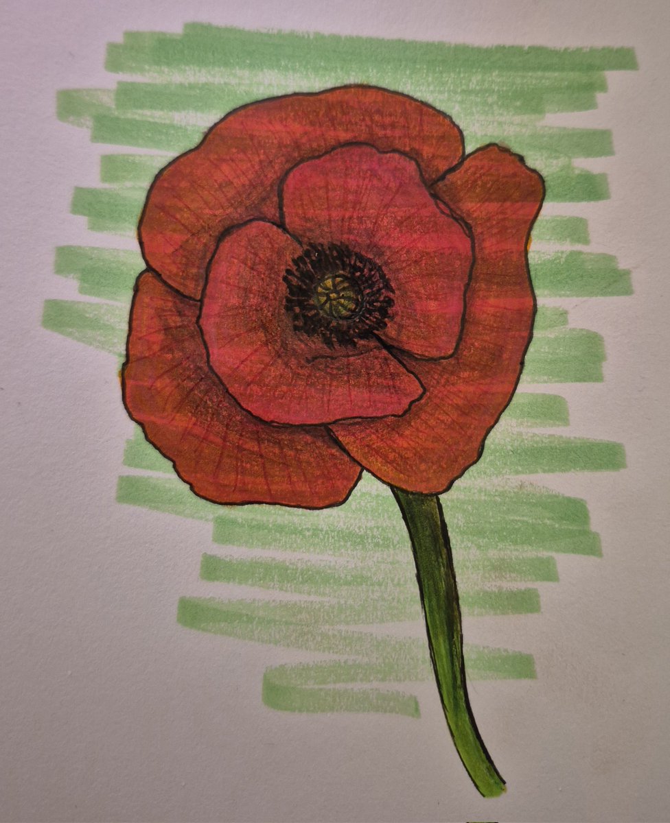 FromDemon14949's tweet photo. A little bit of a late post, but I really wanted to get something out for ANZAC day, so I decided to draw a red Poppy. https://t.co/bDx2OxAlle