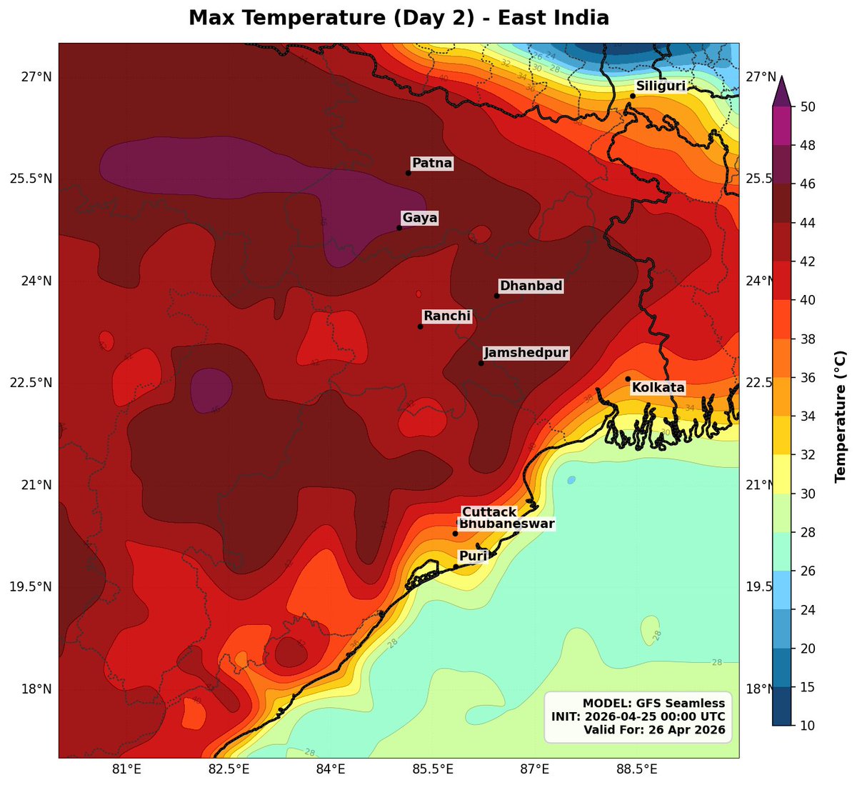 navdeepdahiya55's tweet image. Sunday's #Heatwave outlook - Record heat for parts of northern plains &amp;amp; east #India in April 🌡
• Maximum temperatures are expected in the range of 45 to 48°c in #UttarPradesh &amp;amp; west #Rajasthan.
• In a range of 43 to 45°c in #Delhi #Haryana #Punjab #Jharkhand #Chhattisgarh