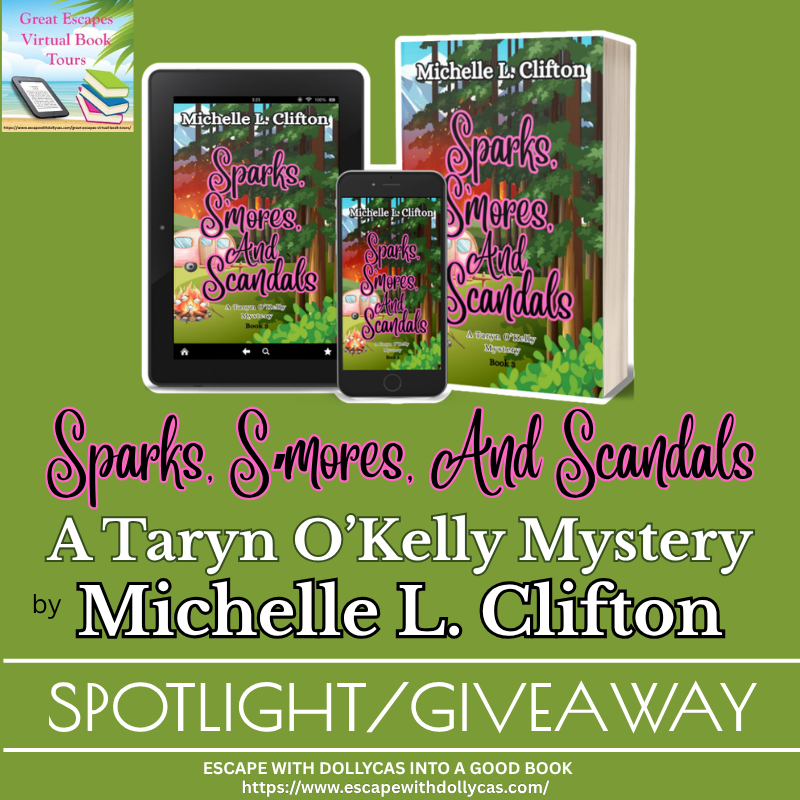 dollycas's tweet image. Sparks, S’mores, and Scandals: (A Taryn O’Kelly Mystery) by Michelle L. Clifton #Spotlight #Giveaway #GreatEscapesBookTour salty_inspirations_

escapewithdollycas.com/2026/04/25/spa…