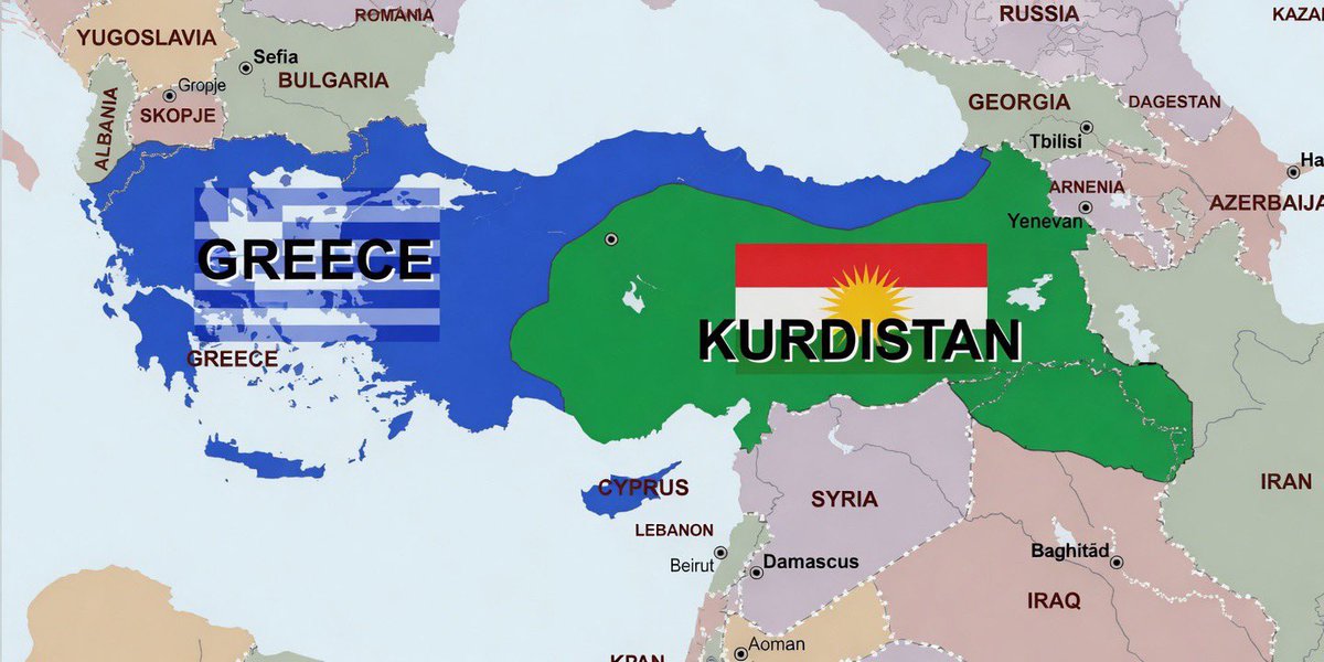 Mirdad47's tweet photo. Biz Kürdistan’ın işgal edilen topraklarını sözde Türkiye’den kurtardıktan sonra, gerisi Yunanistan’ın sorunu. https://t.co/S6yR6sbtdA