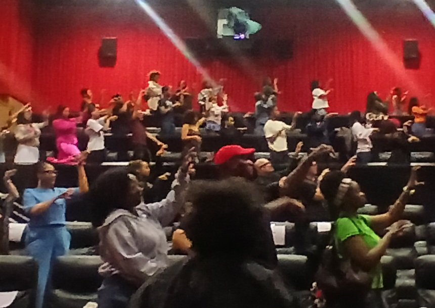 After the I Love Boosters screening last night for Howard University-

My hat decided to hover above the crowd and puppeteer everyone into the Thriller choreography.

This is me yelling "WRONG MOVIE!"

I Love Boosters- in theaters May 22!