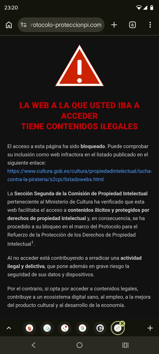 ETGafapasta's tweet image. #España cambia las normas: a partir de este abril las operadoras van a bloquear páginas web con este mensaje. #Internautas españoles ya se están encontrando con un nuevo mensaje que informa que el acceso a una página ha sido bloqueado
 elespanol.com/omicrono/tecno…

🏴‍☠️🏴‍☠️🏴‍☠️
