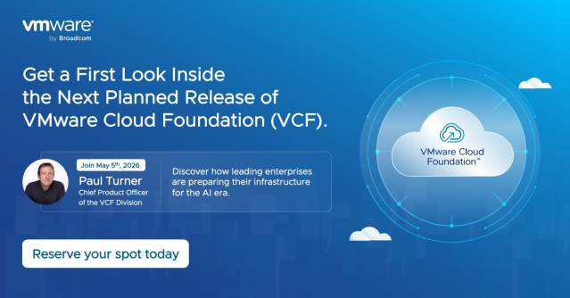 RickRasmussen's tweet photo. We're < 2 weeks away from our exclusive briefing on the next planned VMware Cloud Foundation release! 🚀. Join us for concise demos, customer insights, and an unfiltered Q&amp;A. Secure your seat. #PrivateCloud #VCF #AI. https://t.co/10odbAYdbw https://t.co/9Yi9FdaRTE
