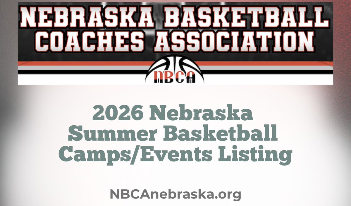 NBCA_coaches's tweet photo. 🏀 Attention players, parents, and coaches 🏀Summer is just around the corner. Wondering which basketball camps/events are out there? Dates? Cost? How/where to sign up? Here's your one-stop shop for everything you need to know! 

Click on the Nebraska 2026 Summer Basketball Events link located under our "NBCA Upcoming Events" section... https://t.co/AYGeBlXJDC