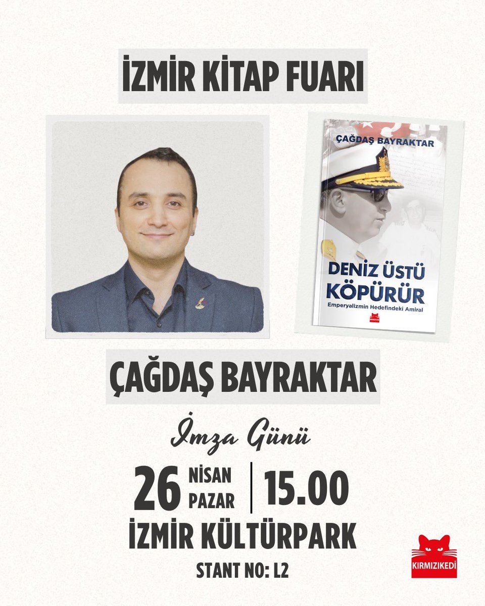 DENİZ ÜSTÜ KÖPÜRÜR - İZMİR BULUŞMASI

26 Nisan Pazar günü İzmir Kitap Fuarı’ndayım. Saat 15.00’te Kırmızı Kedi standında İzmirli dostları beklerim…

Görüşmek üzere…