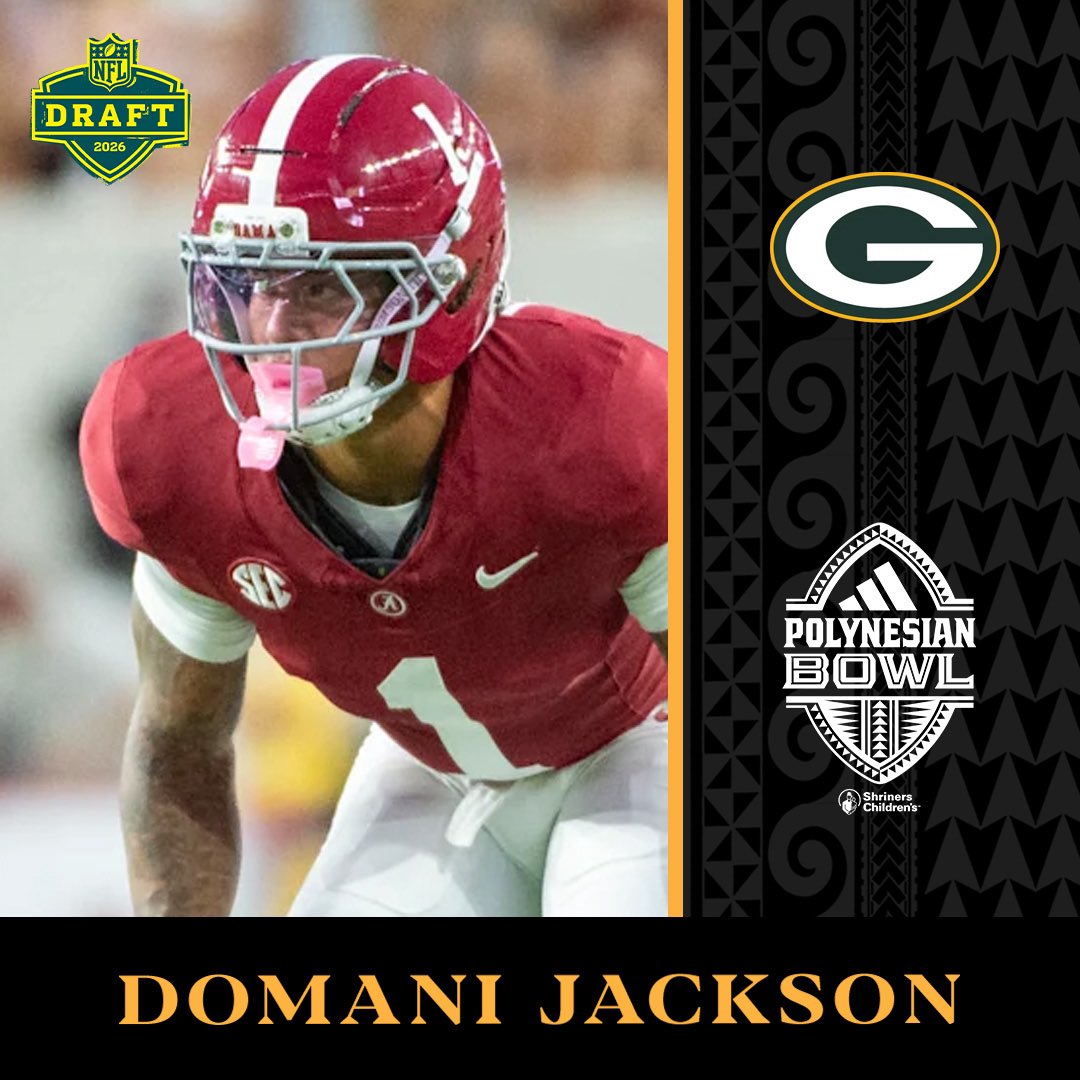 polynesiabowl's tweet photo. Congratulations to 2022 adidas Polynesian Bowl All-Star DOMANI JACKSON on being selected No. 201 overall (sixth round) of the @nfldraft by the @packers 🤙🏽🌴 https://t.co/oBtJajaf9f