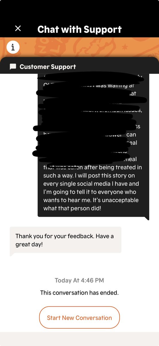 CarolinaPeroche's tweet photo. Turns out @Popeyes  just shut you down when the bot/system thinks you have said enough apparently. I haven’t finished and they ended the conversation automatically after I sent the last text. 
I have a big complain for you guys, I will wait for an answer. https://t.co/1EQ6nf3LfJ