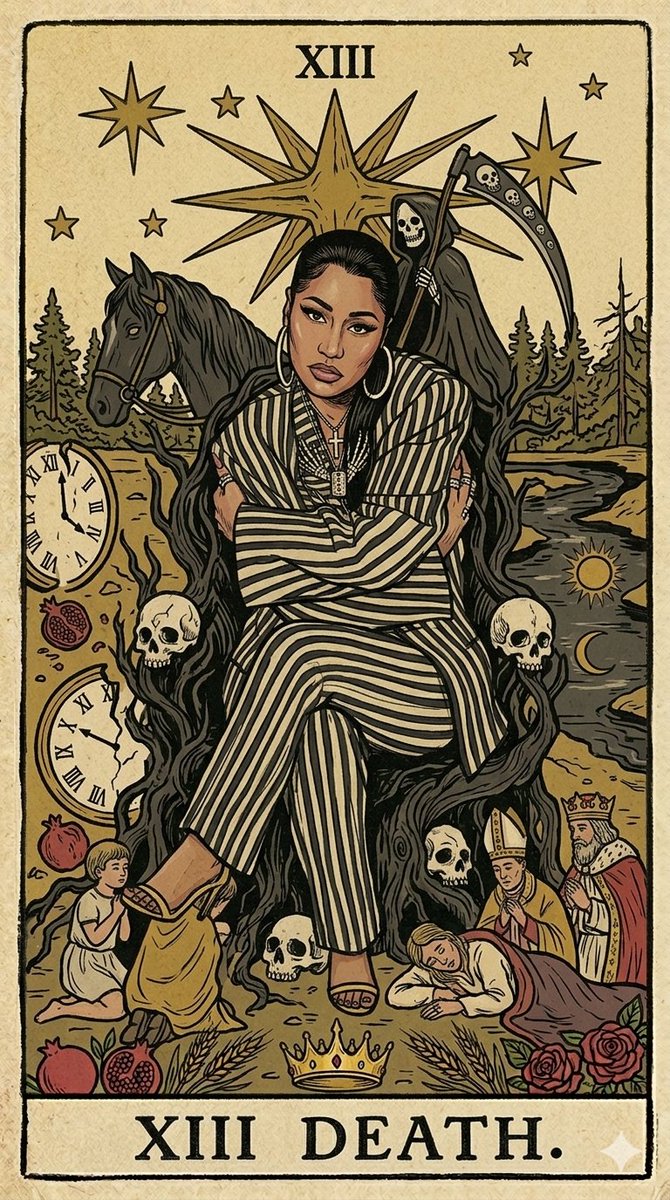 ccstars_'s tweet photo. Nicki as death and the fool in tarot cards https://t.co/e0BCVT2fIU