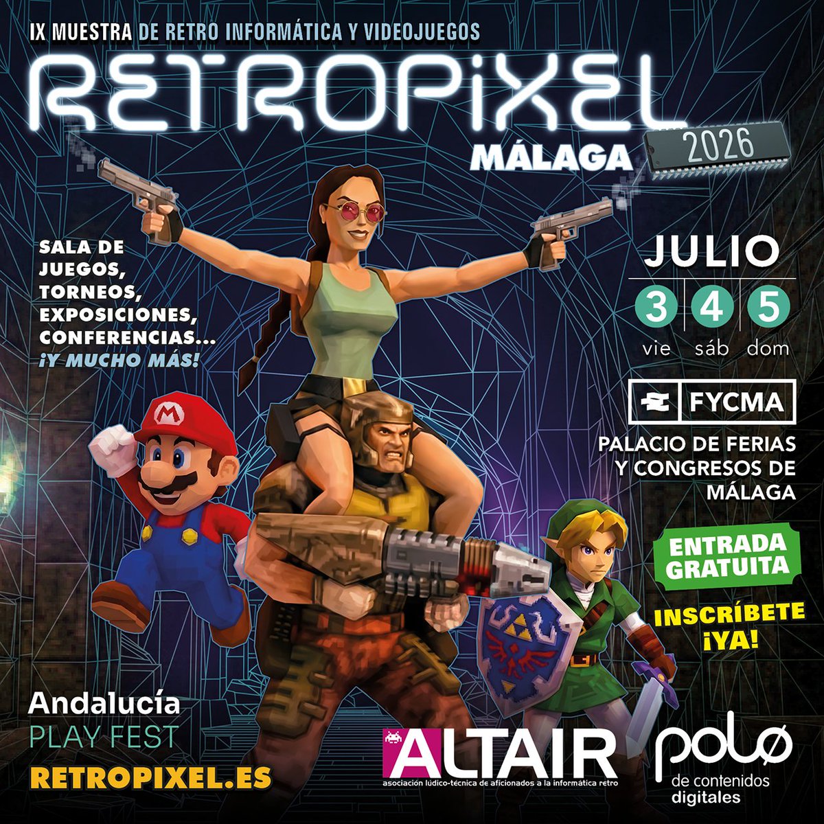 retroamigos's tweet image. 🚨 Nostalgia ACTIVADA 🚨

🎮 RetroPixel Málaga (IX edición)
🕹️ Celebramos el auge de las 3D
👾 Consolas clásicas + zona de juego
🏆 Torneos y charlas

💥 GRATIS
💥 Donas alimentos y te llevas juegos

Vienes por píxeles, sales con feels 👾❤️

#RetroPixel #Málaga #Playfest