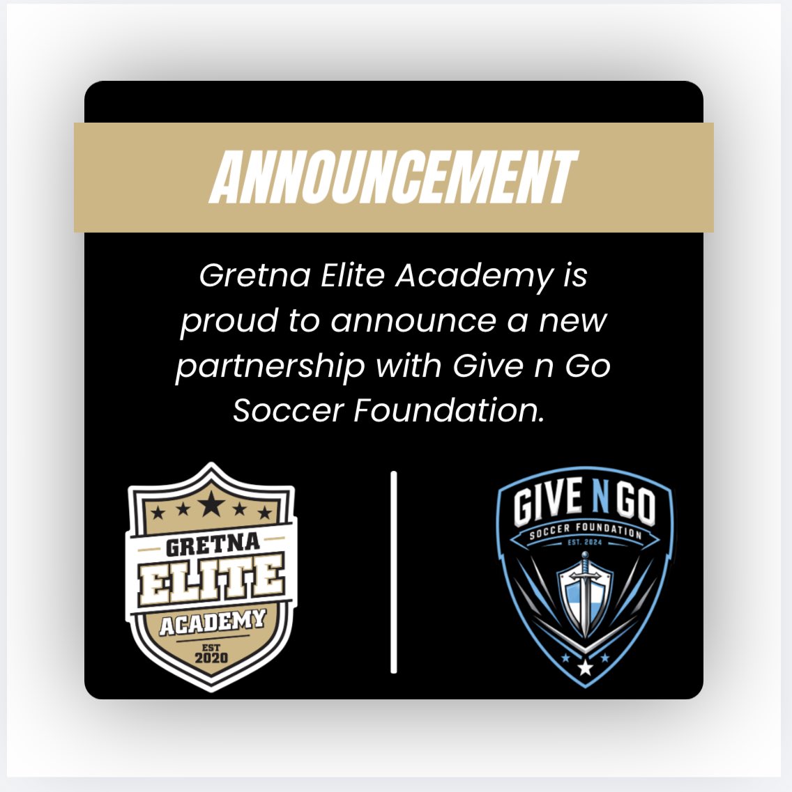 GretnaEliteAcad's tweet photo. 🚨Club Partnership 🚨

We are proud to announce a partnership with @GnGSoccer ✅

To read more head to our Instagram &amp; Facebook pages 👀 

Grow. The. Game. 

#PartnerClubs #ProvenPathway https://t.co/tuSxR3KEp9