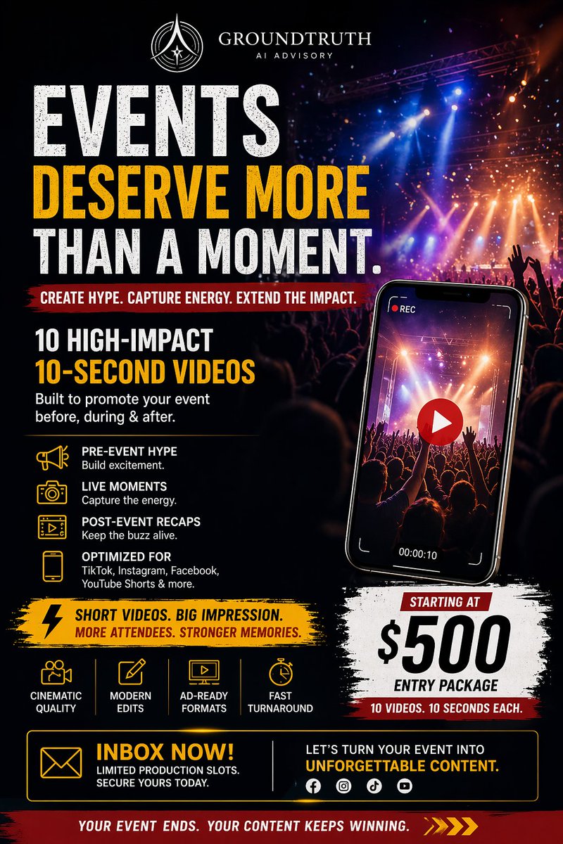 ReggaeCanadian's tweet image. Got an event or festival coming up? 🎶🔥

I create 10-second promo videos that grab attention and build hype fast.

👉 10 videos for $500
DM me 📩
#EventPromo #LiveMusic #Festival