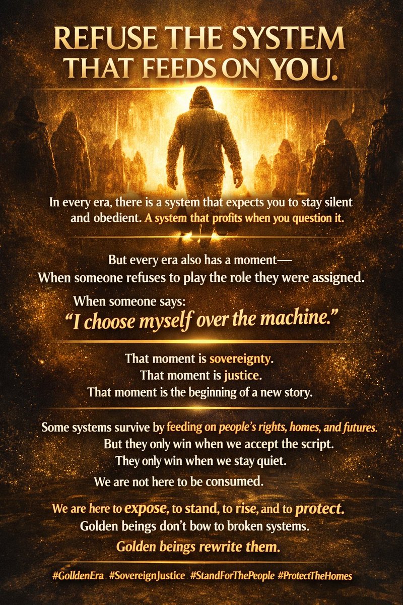 JoseBuco1's tweet image. Systems only win when we stay silent.
Golden beings don’t stay silent.
We rise.
We expose.
We rebuild.

#GoldenEra #SovereignJustice #RiseUp