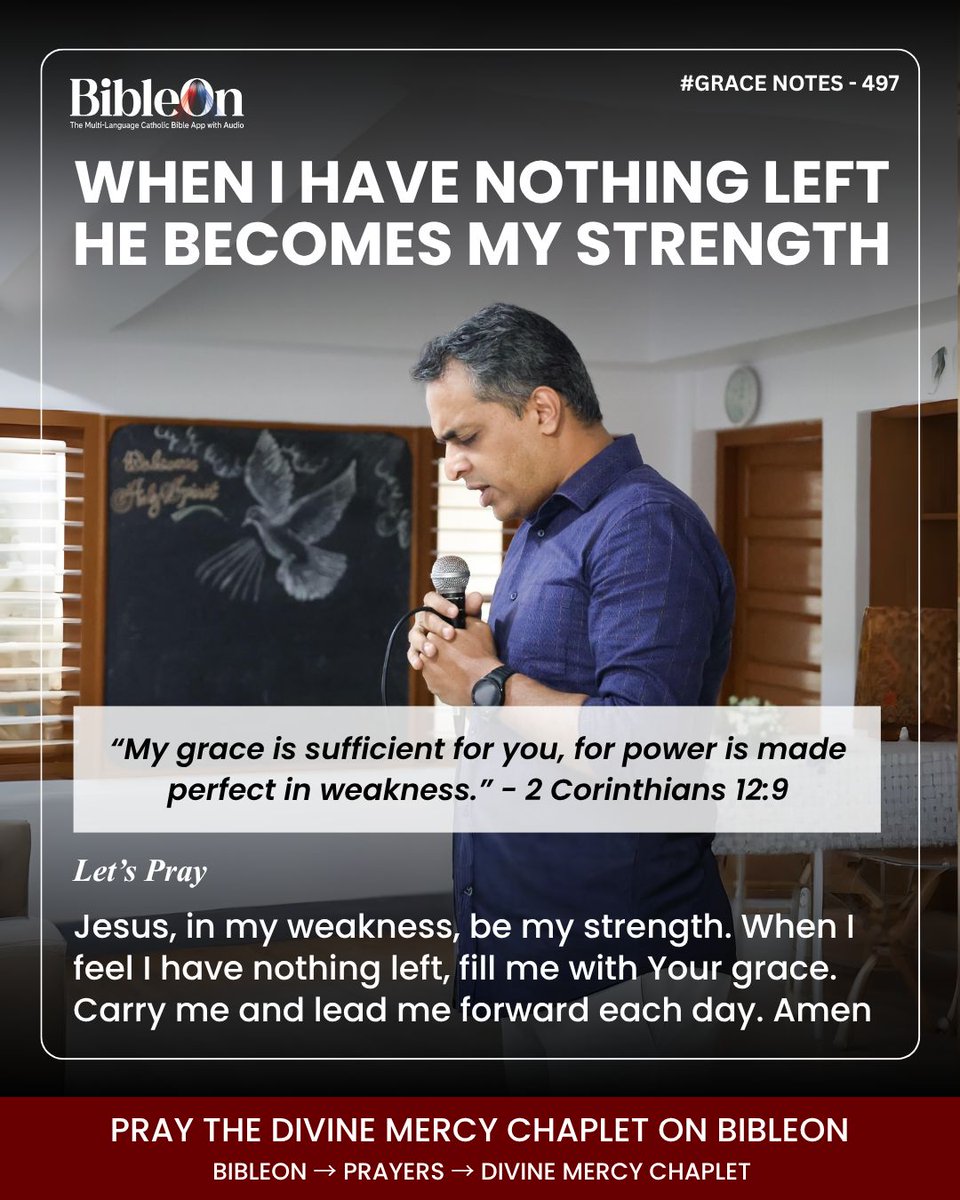 ThomsonPhilip's tweet image. His power is made perfect in weakness. 2 Corinthians 12:9

#GraceNotes #CatholicFaith #JesusChrist #Jesus #StrengthInWeakness #Catholiclife #CatholicMotivation #BibleOn