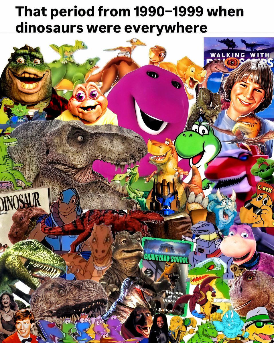cartoonvibes26's tweet image. What am I missing? 🦖 Dinosaurs in the 90s just hit different (although some of these might be slightly outside the 1990-1999 window 😉) Also, kudos to anyone who knows why Martin Short is here. 😂

#90s #nostalgia #jurassicpark #dinosaursofinstagram #yoshi