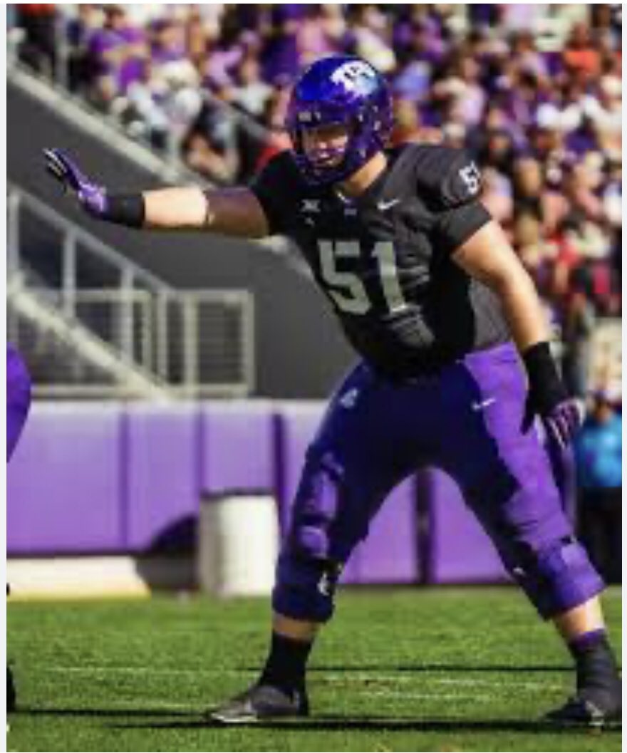 lloydvance's tweet photo. On Day 3 of the #nfldraft  watch for a team take a look at TCU physical center Coltin Deery. This versatile interior OLineman can play guard too and he was a 2x National Prep Wrestling champion in HS. #DraftProspects #PAWrestling https://t.co/u5IJaBXcOP
