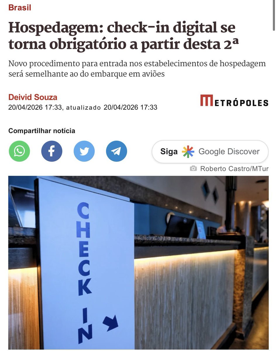 🇨🇳 A China foi o primeiro país a exigir o check-in digital nos hotéis.
- A China é uma ditadura.

🇧🇷 O Brasil acaba de exigir o check-in digital nos hotéis e pousadas.
- O Brasil é o quê?