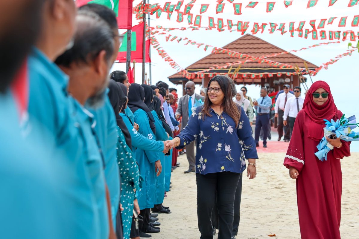 MoHmv's tweet photo. Minister @geelaali was warmly received in K. Thulusdhoo for the inauguration of the Primary Health Care (PHC) Communication Campaign, a reflection of strong community engagement and shared commitment to better health for all.
#PHCMaldives https://t.co/8STnlKe6Hn