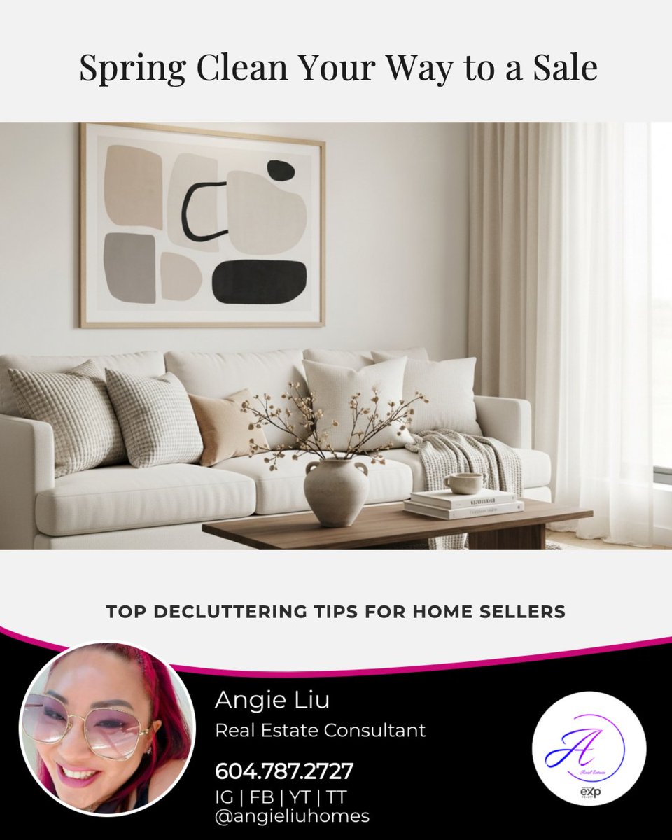 angieliuhomes's tweet image. Spring clean your way to a sale! 🌷🏡

Start room by room using the keep/donate/sell/toss method.
Depersonalize so buyers can picture themselves in the space.
Organize closets to highlight storage.

A clean, simple space helps your home shine! ✨

#Realtor #RealtorLife