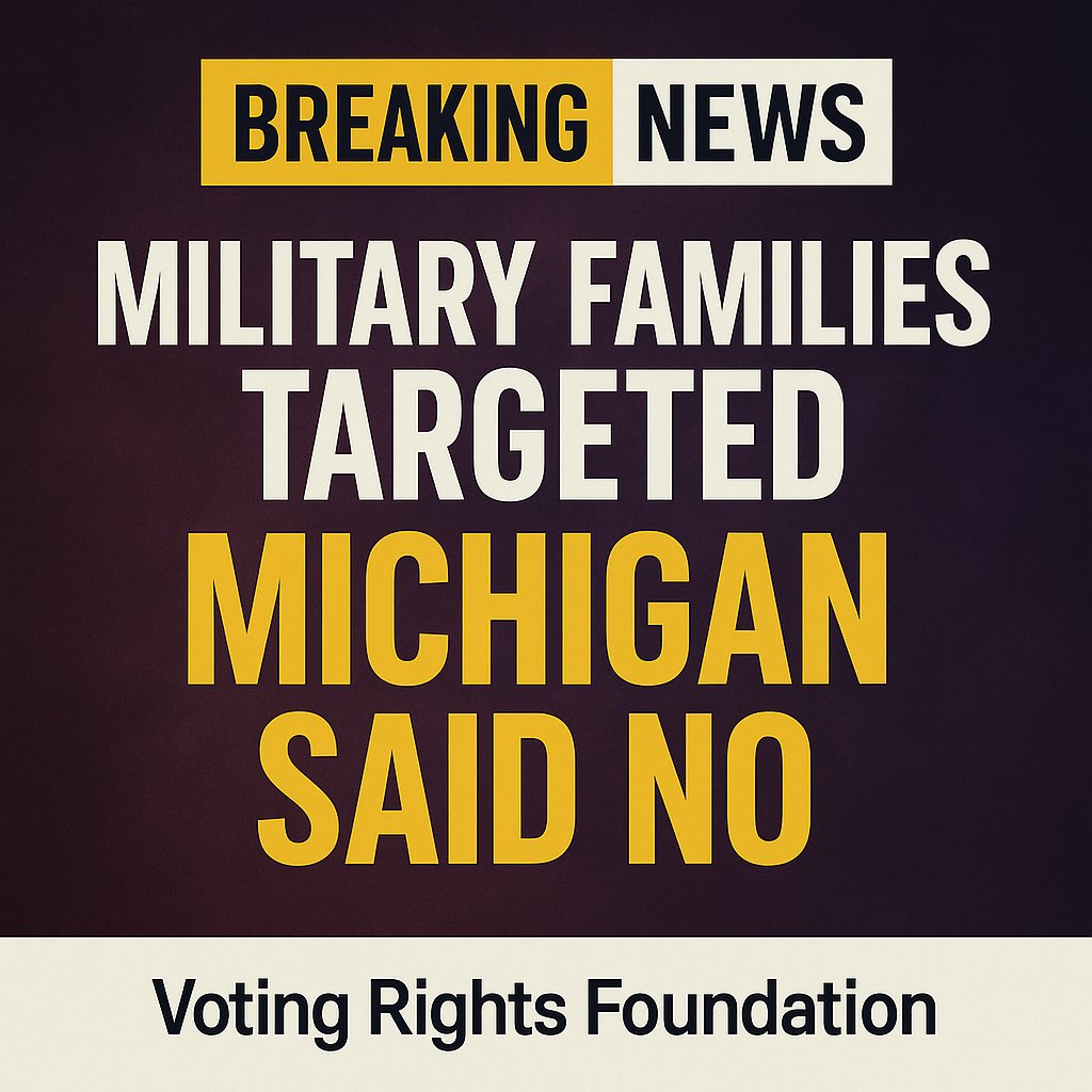 MILITARY FAMILIES TARGETED / MICHIGAN SAID NO

Michigan rejected an RNC lawsuit that sought to strip voting rights from military spouses and children living abroad. A judge called it an attempt to "disenfranchise the spouses and voting-age children of service members." The RNC