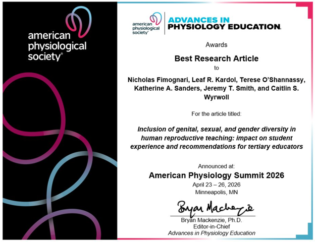 AdvPhysiolEduc's tweet photo. 🎊 Big congratulations to this year’s @AdvPhysiolEduc  #APS2026 Summit Award winners! 🎉

Check out the award-winning Research and Review Articles:
🏅 https://t.co/e3m6B9bP4f    
🏅 https://t.co/8rUXXwDixc  
🎖️ https://t.co/08gW3TBuyY  
🎖️ https://t.co/t9yfp2BfGN https://t.co/YEpUYyH9Kd