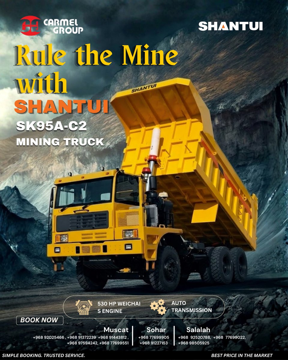 SHANTUI SK95A-C2 Mining Truck
📞 Contact Us:
Muscat:
+968 92025466 | +968 91372239
#CarmelGroup #Shantui #MiningTruck #HeavyEquipment #ConstructionEquipment #HeavyMachinery #IndustrialEquipment #EarthMoving #PowerMachines #Omanbusiness #Omanvehicles