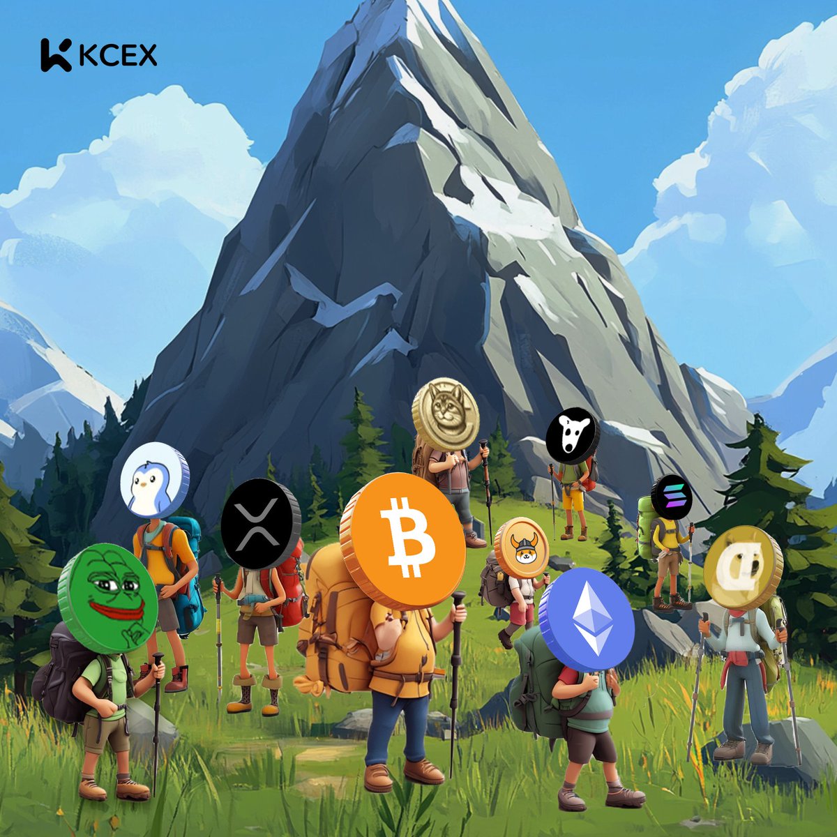 Zirveye giden yolda herkesin favorisi farklı 🏔️
$BTC mi, $ETH mi, $SOL mu, yoksa meme coin ekibi mi?

✅Cevabını #KCEX ile yorumlara yaz 
❤️ Beğen &amp; RT yap