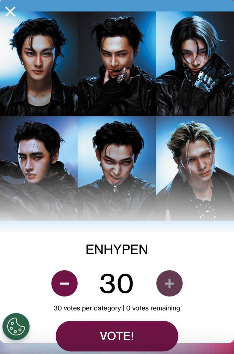[🏆— AMAs 2026]

ENGENEs, don't forget to vote #ENHYPEN for Best Male K-pop Artist in #AMAs

•Kindly complete the ongoing polls for AMA. 

VOTE from multiple accs:
🌐:vote.theamas.com
IG:instagram.com/p/DXHH2kplOBV/
📌30 votes/comments per day/acc

🗓️ May 8, 3 PM PT

<a href="/ENHYPEN/">ENHYPEN OFFICIAL</a>