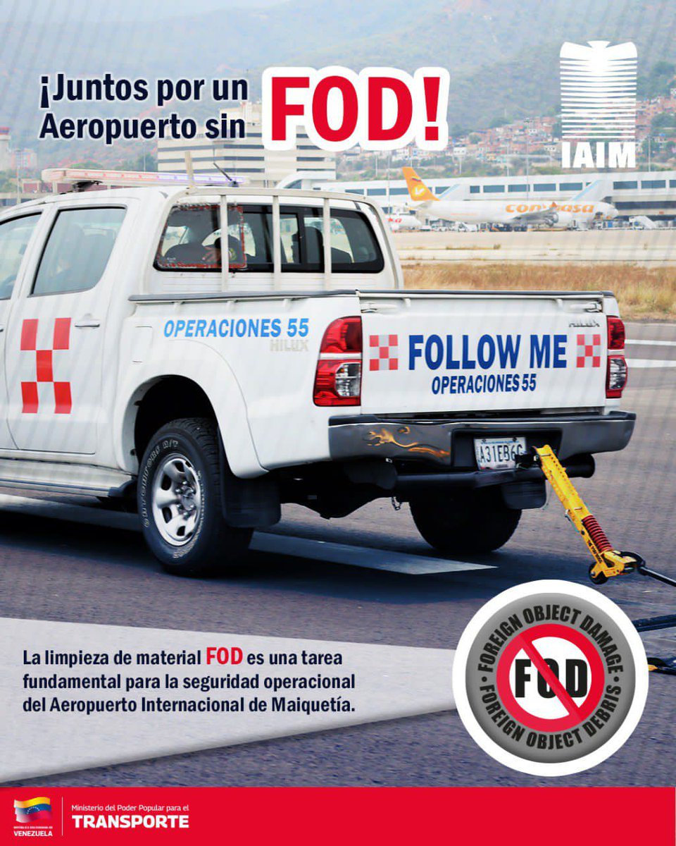 IAIM_VE's tweet image. #SeguridadOperacional || El FOD son objetos extraños que pueden dañar las aeronaves y poner en riesgo la seguridad de los vuelos. El IAIM te invita a colaborar con la recolección de FOD en las pistas y áreas operativas. 

¡Cuida tu aeropuerto, cuida tu vida!