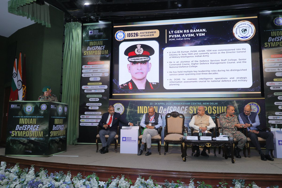 ISpA_India's tweet image. #Day2 of the symposium commenced with a Special address by Lt Gen R S Raman, PVSM, AVSM, YSM, DGMI, Indian Army at the 4th edition of the Indian Defense Space Symposium 2026, hosted by #ISpA in collaboration with @DRDO_India  #IDS26