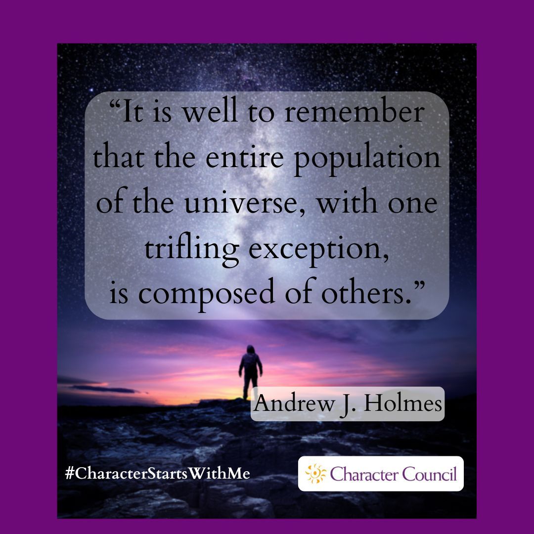 CharacterCincy's tweet image. "It is well to remember that the entire population of the universe, with one trifling exception, is composed of others.”

Andrew J. Holmes

 #Humility #CharacterStartsWithMe #WednesdayWisdom #quote