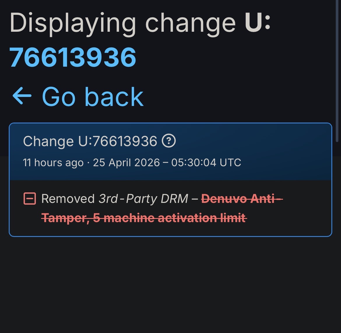 STAR WARS: Galactic Racer had a Denuvo DRM label yesterday. 

Today, this label was removed from their Steam store page.

Maybe publishers are starting to lose faith in Denuvo.