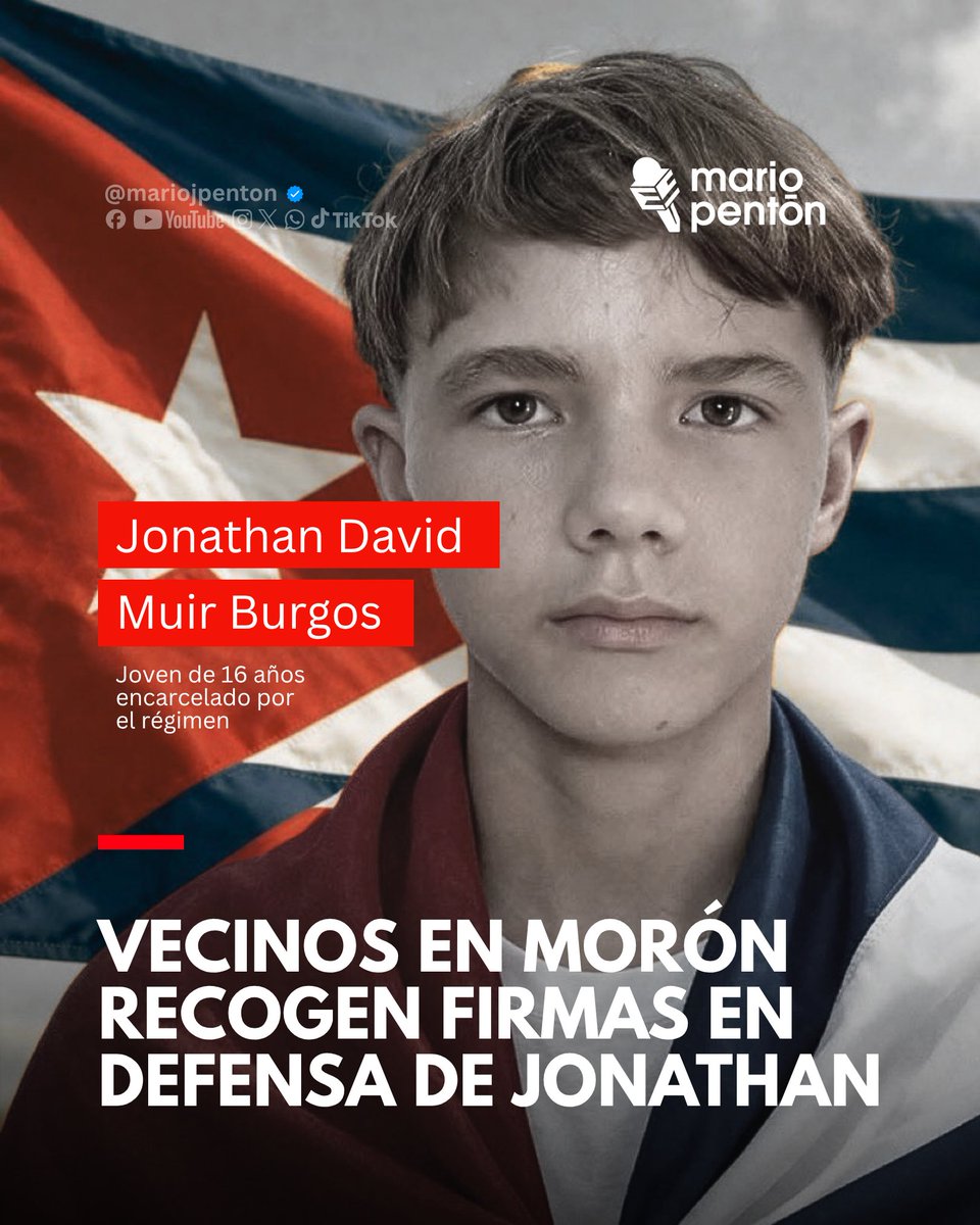🔴 La detención del adolescente cubano Jonathan David Muir Burgos, de 16 años, ha generado un fuerte respaldo en su comunidad de Morón, donde vecinos han recogido alrededor de 50 firmas en su defensa. Sus padres aseguran que quienes lo conocen están dispuestos a testificar a su